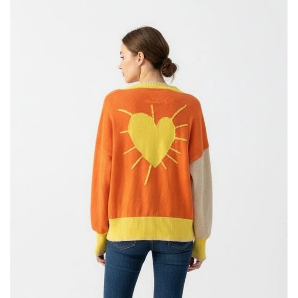 NWT XO Kerri Rosenthal Heart Sunshine Colorblock Cardigan Size Small